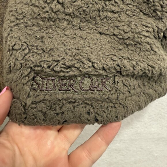 Kuhl Vest Womens Medium Sherpa Fleece Full Zip Hooded Silver Oak Embroidered - Picture 3 of 15